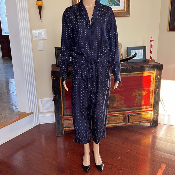 Rag & Bone Navy Polka Dot Silk Arthur Jumpsuit 4 - Picture 7 of 14